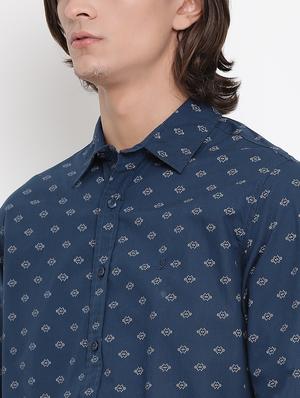navy blue printed casual shirt - 17481664 - Standard Image - 5