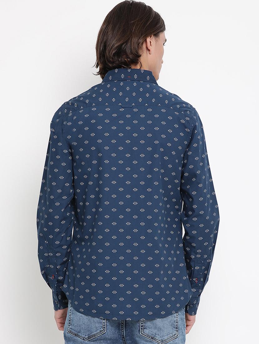 navy blue printed casual shirt - 17481664 - Zoom Image - 3