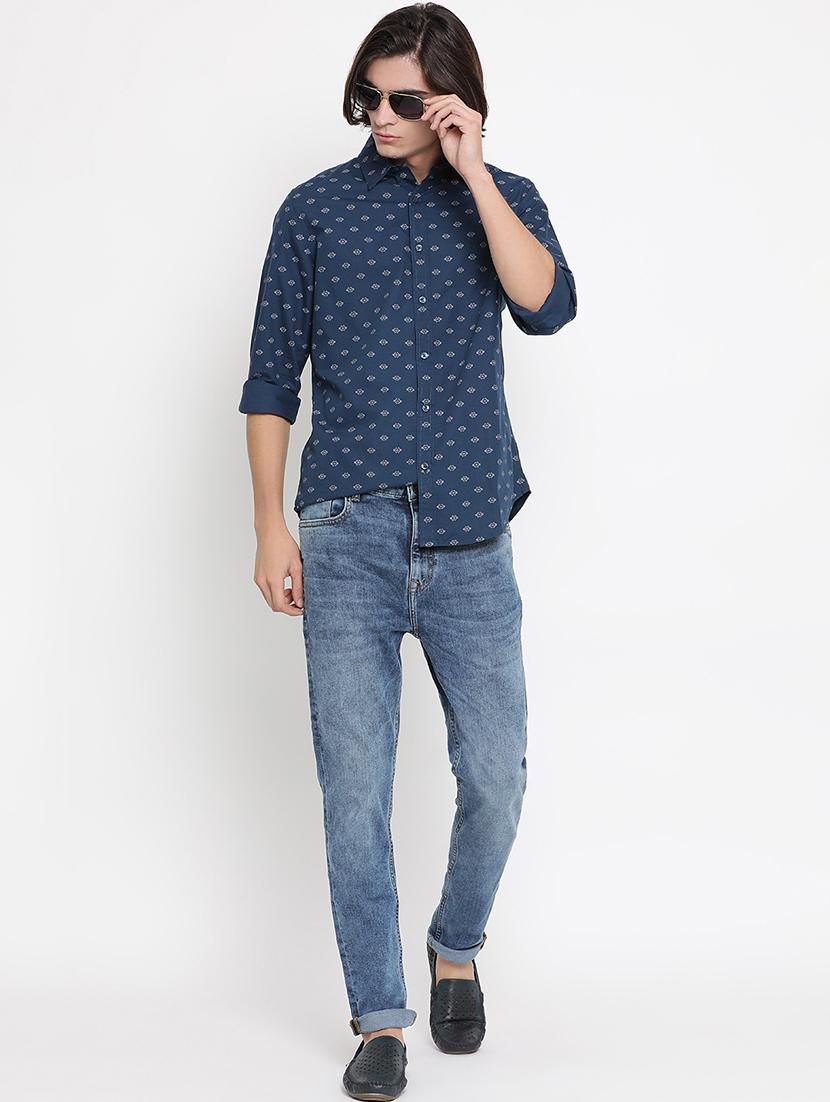 navy blue printed casual shirt - 17481664 - Zoom Image - 4
