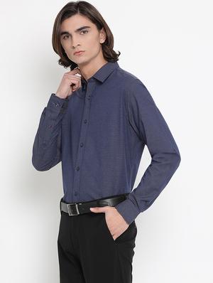 navy blue self design formal shirt - 17481679 - Standard Image - 2