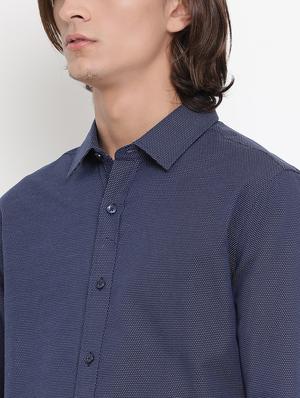 navy blue self design formal shirt - 17481679 - Standard Image - 5