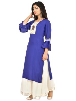 bell sleeves sequined straight kurta - 17482209 - Standard Image - 2