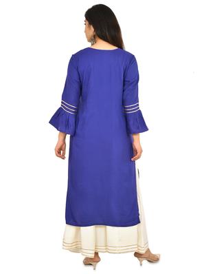 bell sleeves sequined straight kurta - 17482209 - Standard Image - 3