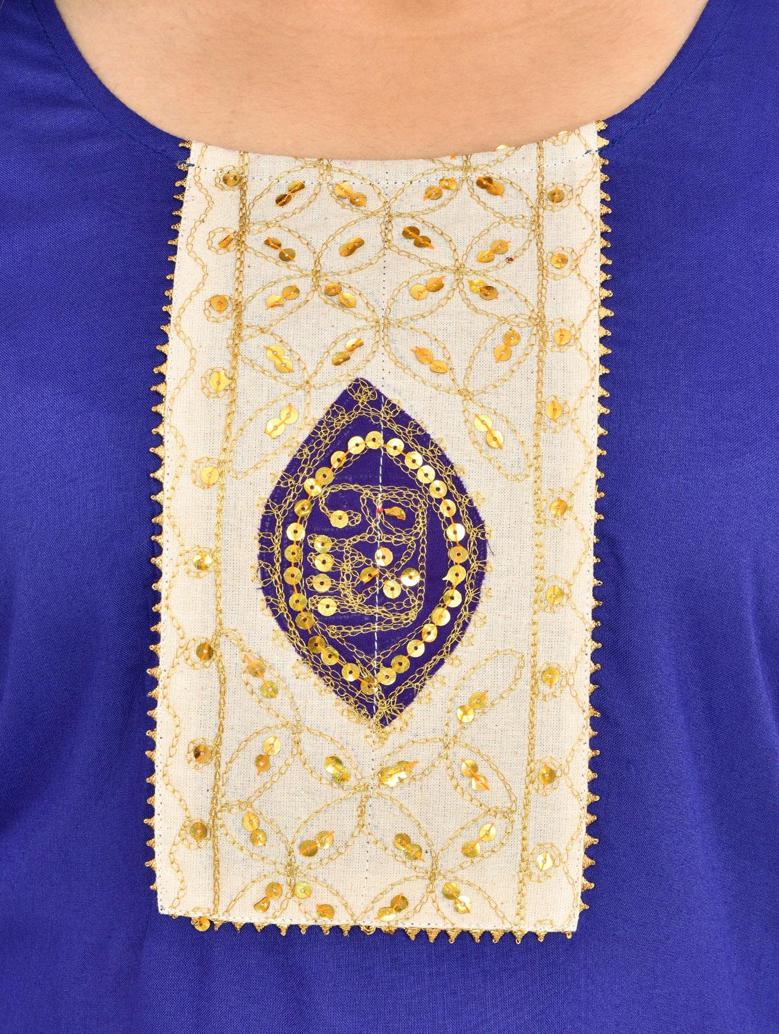 bell sleeves sequined straight kurta - 17482209 - Zoom Image - 4
