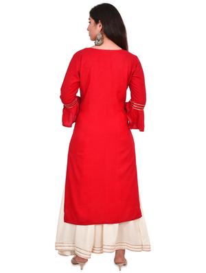 bell sleeves sequined straight kurta - 17482210 - Standard Image - 3