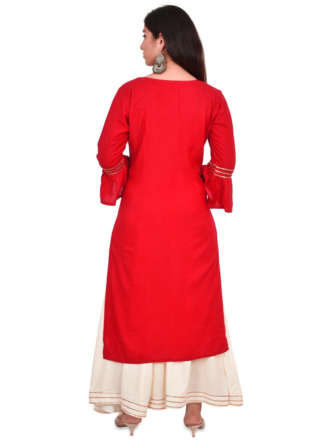 bell sleeves sequined straight kurta - 17482210 - Zoom Image - 3