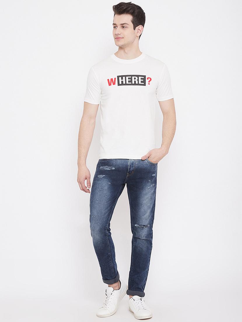 white chest print t-shirt - 17482266 - Zoom Image - 4