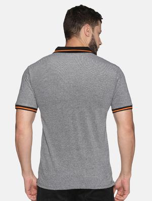grey solid polo t-shirt - 17482353 - Standard Image - 3