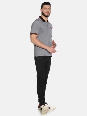 grey solid polo t-shirt - 17482353 - Standard Image - 4