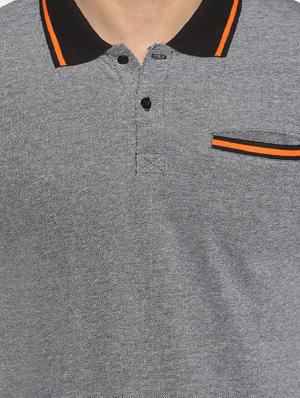 grey solid polo t-shirt - 17482353 - Standard Image - 5