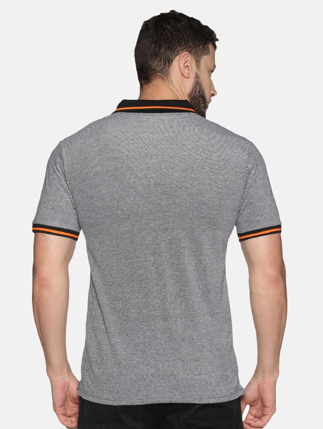 grey solid polo t-shirt - 17482353 - Zoom Image - 3