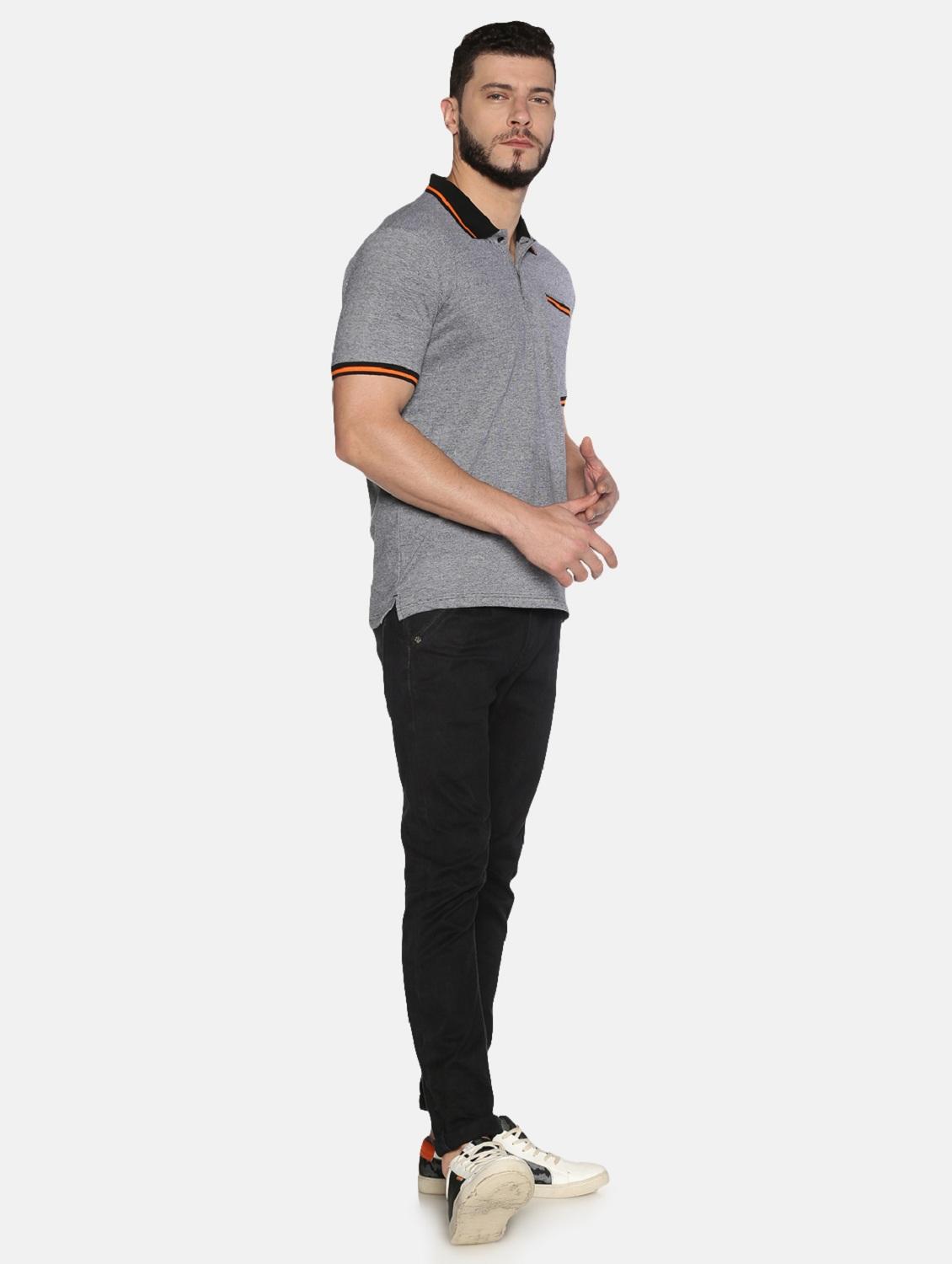 grey solid polo t-shirt - 17482353 - Zoom Image - 4