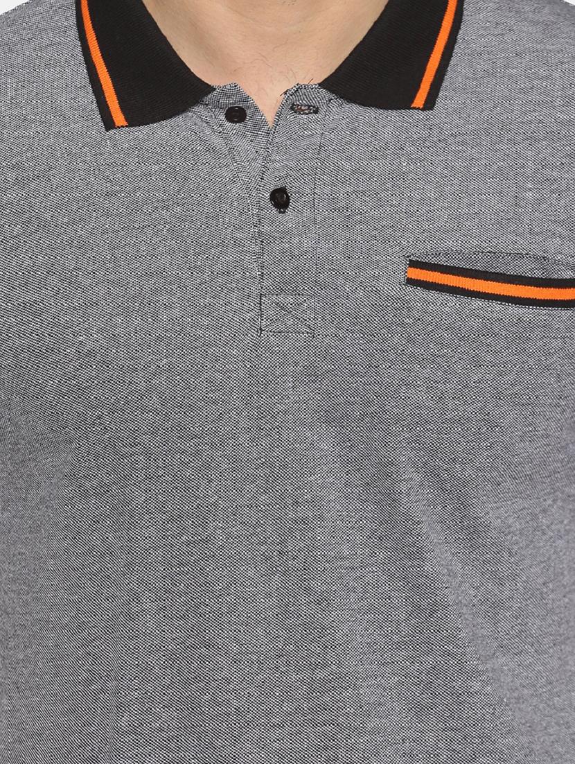 grey solid polo t-shirt - 17482353 - Zoom Image - 5
