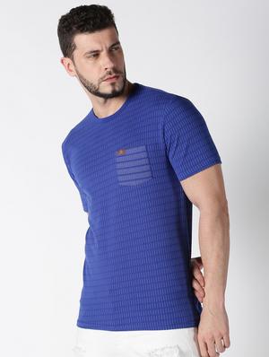 blue self design pocket t-shirt - 17482362 - Standard Image - 2