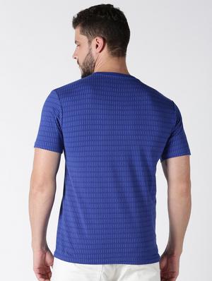 blue self design pocket t-shirt - 17482362 - Standard Image - 3