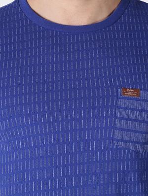 blue self design pocket t-shirt - 17482362 - Standard Image - 4