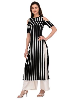 black crepe straight kurti - 17482565 - Standard Image - 2