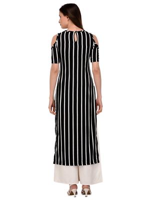 black crepe straight kurti - 17482565 - Standard Image - 3