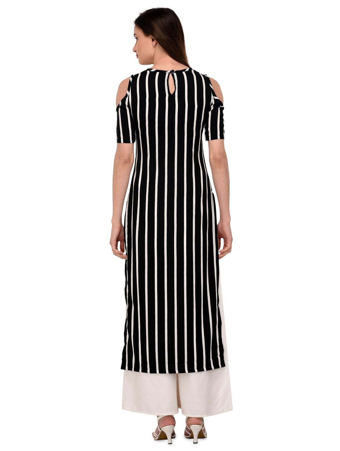 black crepe straight kurti - 17482565 - Zoom Image - 3