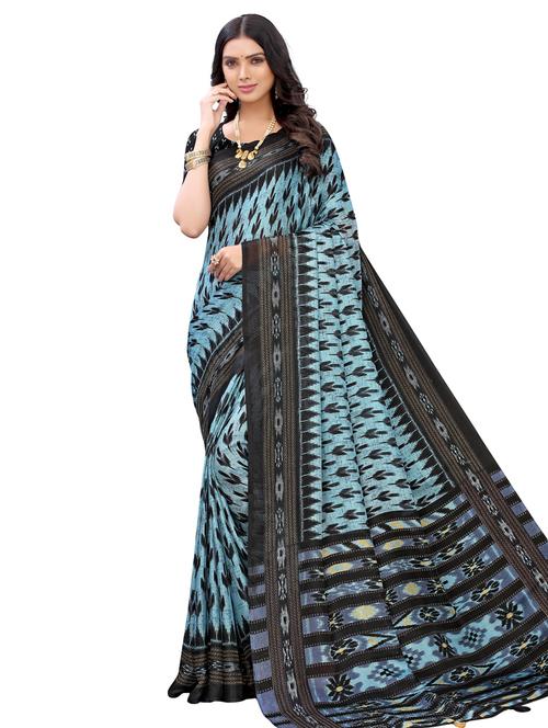 ikat printed saree with blouse - 17482874 - Standard Image - 1