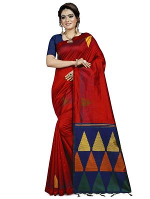 geometrical handloom saree with blouse - 17482884 - Standard Image - 2