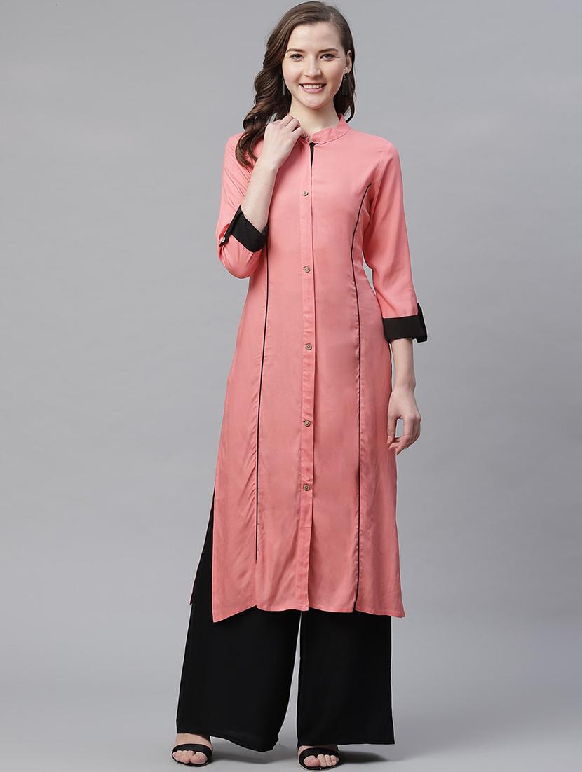 solid straight kurta - 17483009 - Zoom Image - 1