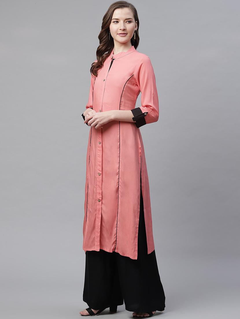 solid straight kurta - 17483009 - Zoom Image - 2
