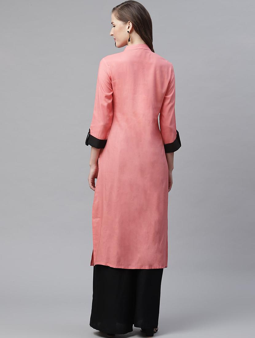 solid straight kurta - 17483009 - Zoom Image - 3
