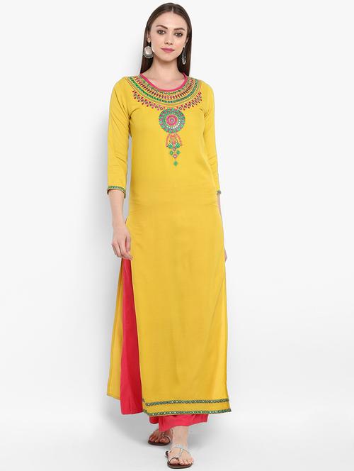 embroidered straight kurta - 17483014 - Standard Image - 1