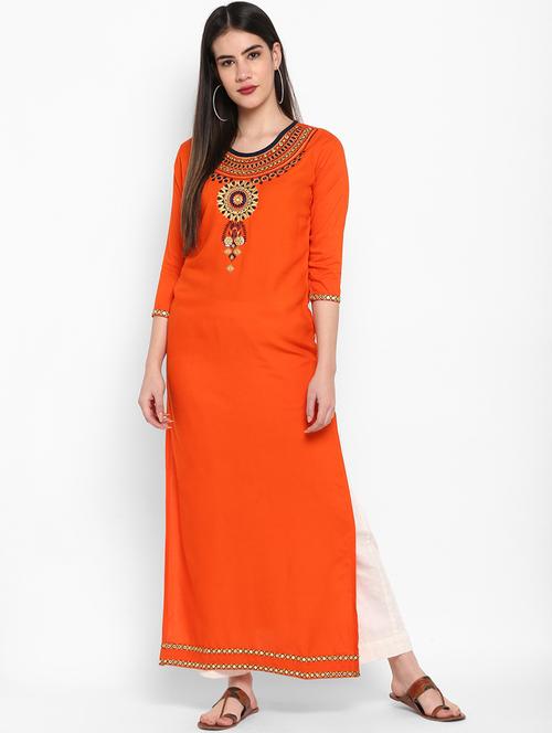 embroidered straight kurta - 17483015 - Standard Image - 1
