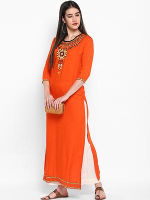 embroidered straight kurta - 17483015 - Standard Image - 2