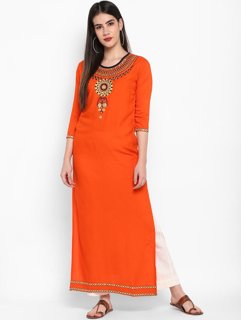 embroidered straight kurta - 17483015 - Zoom Image - 1