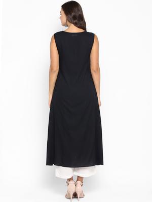 solid rayon a-line kurta - 17483021 - Standard Image - 3