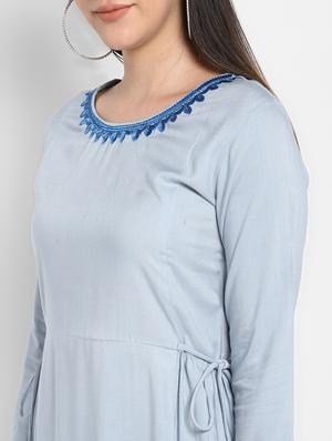 solid rayon straight kurta - 17483026 - Standard Image - 4