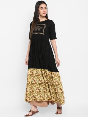 black rayon anarkali kurta - 17483029 - Standard Image - 2