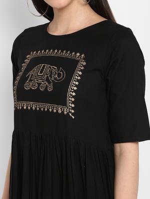 black rayon anarkali kurta - 17483029 - Standard Image - 4