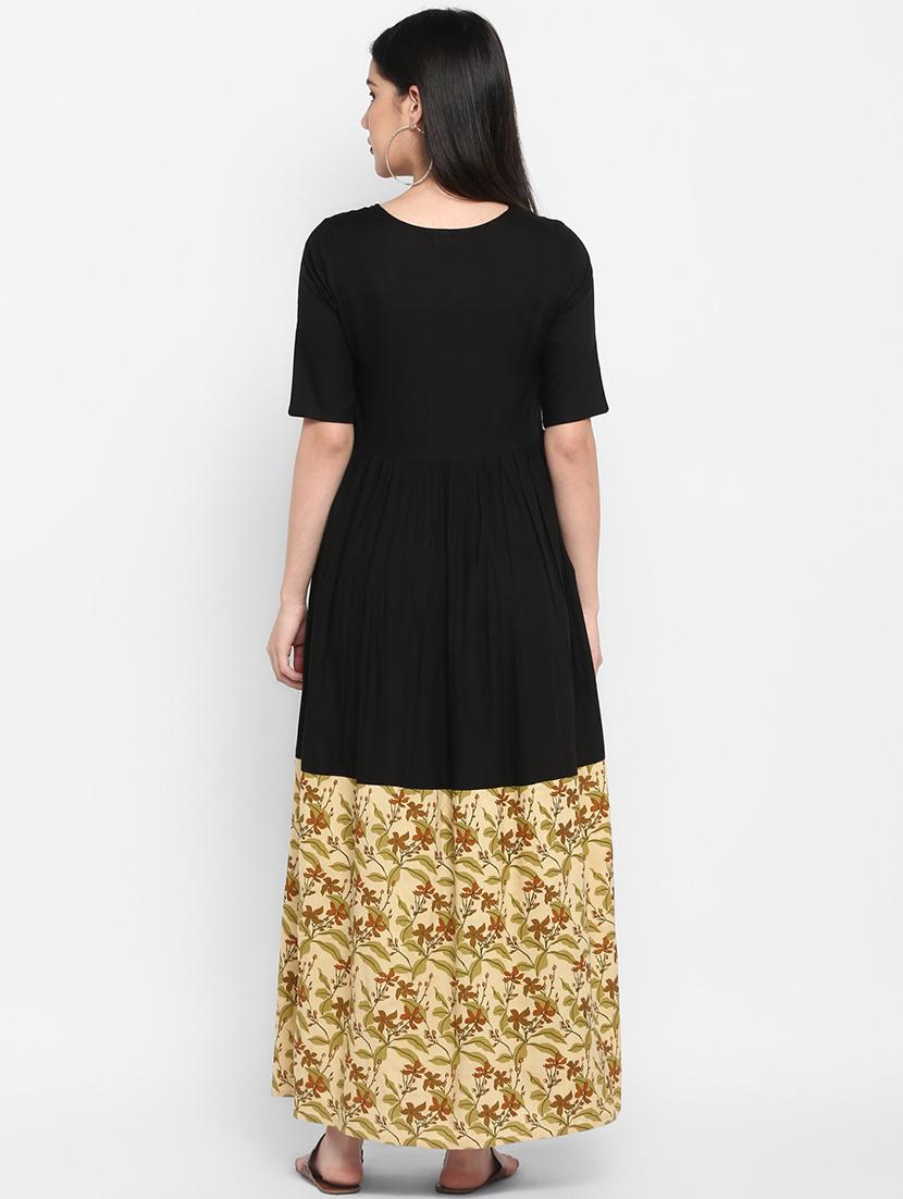 black rayon anarkali kurta - 17483029 - Zoom Image - 3