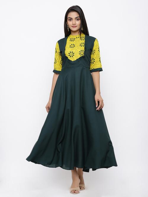printed rayon anarkali kurta - 17483041 - Standard Image - 1
