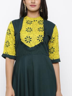printed rayon anarkali kurta - 17483041 - Standard Image - 4