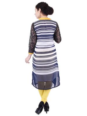 striped georgette straight kurta - 17483063 - Standard Image - 3