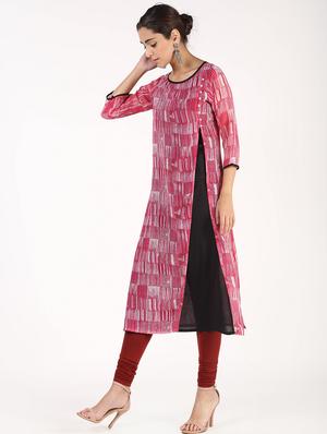 printed georgette straight kurta - 17483078 - Standard Image - 2
