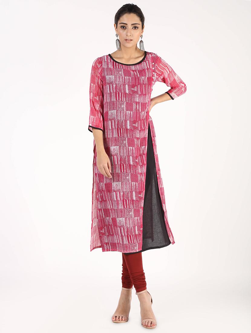 printed georgette straight kurta - 17483078 - Zoom Image - 1
