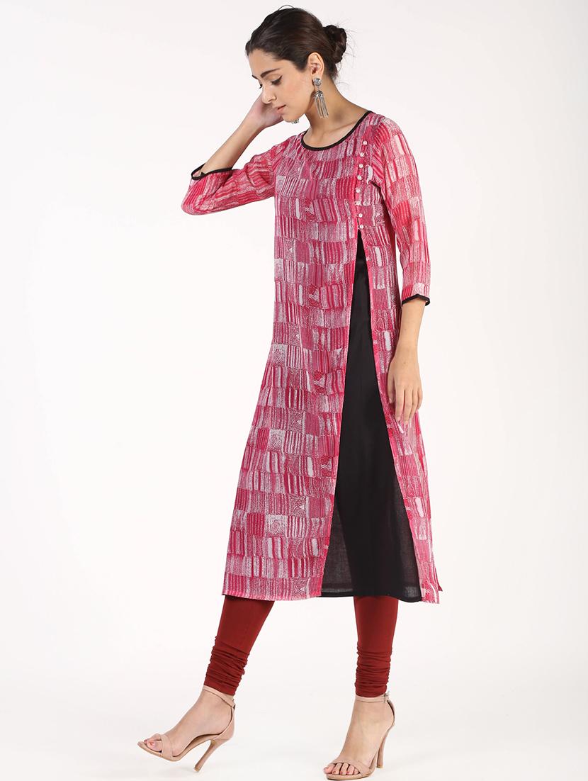 printed georgette straight kurta - 17483078 - Zoom Image - 2
