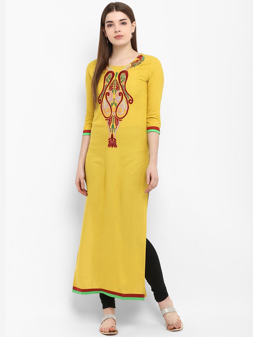 solid rayon straight kurta - 17483082 - Zoom Image - 1
