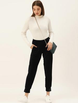 mid rise solid joggers - 17483166 - Standard Image - 4
