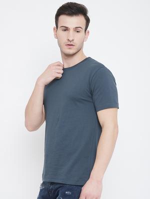 blue solid t-shirt - 17483937 - Standard Image - 3