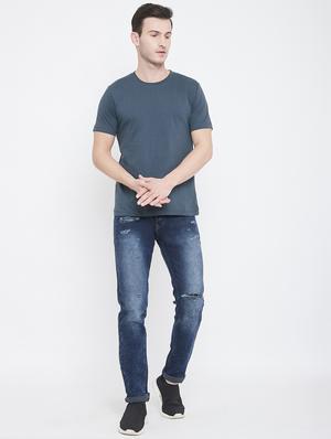 blue solid t-shirt - 17483937 - Standard Image - 5
