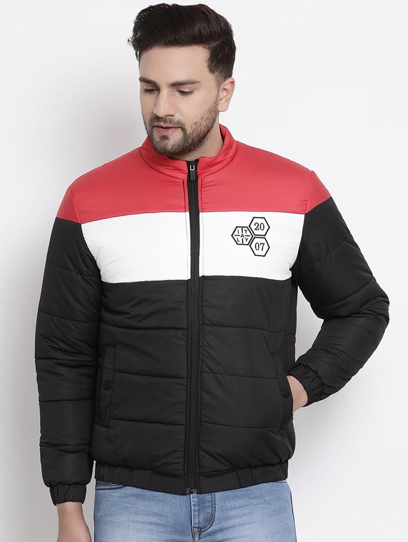 black color block quilted jacket - 17483959 - Zoom Image - 1