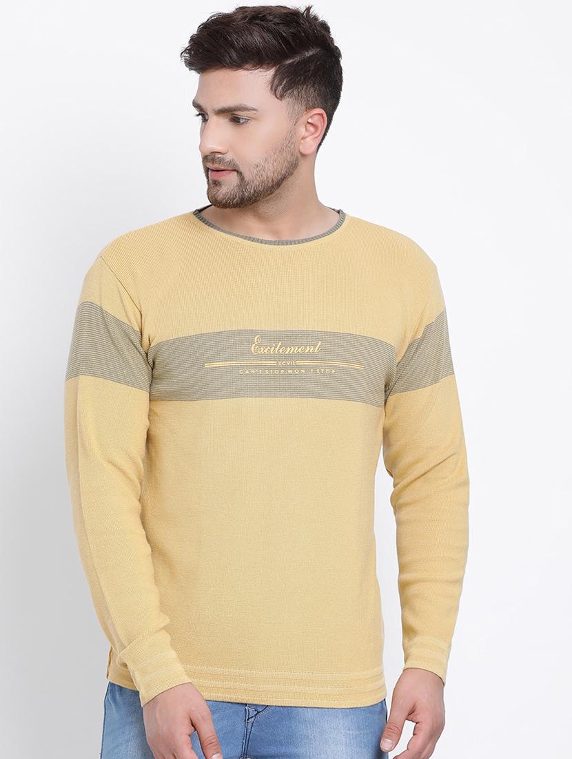 yellow self design acrylic pullover - 17483982 - Zoom Image - 1