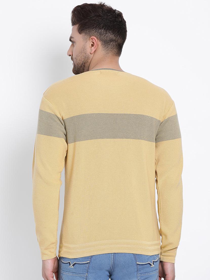 yellow self design acrylic pullover - 17483982 - Zoom Image - 3